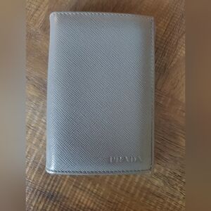 Prada Silver Saffiano Leather Key & Card Holder